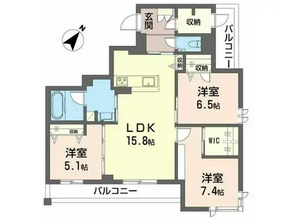 ラヴィータ フェリーチェ(2LDK/2階)の間取り写真