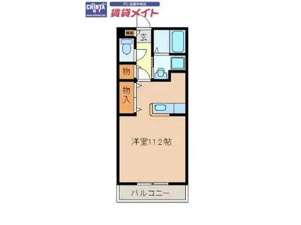 P-ALLEGIANCE C棟(ワンルーム/2階)の間取り写真