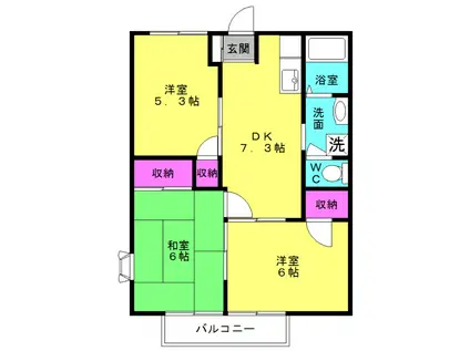 エスポワール・サン(3DK/2階)の間取り写真