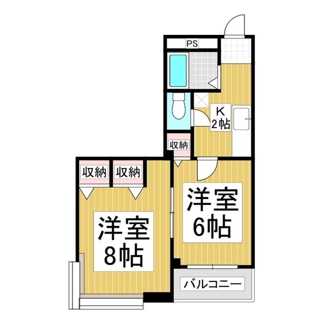 レジデンス923長地(2K/2階)の間取り写真