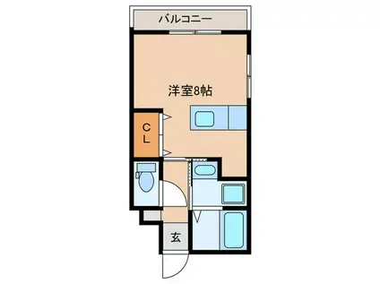 イリスパイラブライト(ワンルーム/4階)の間取り写真