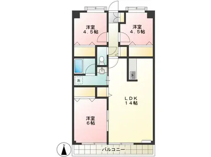 グローリィホーム(3LDK/8階)の間取り写真