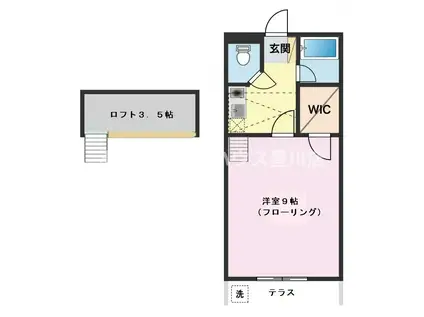 セザンヌ瓜郷(1K/2階)の間取り写真