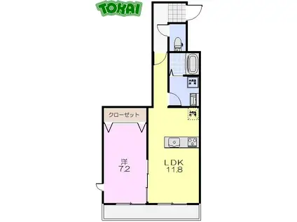 FACE MANSION(1LDK/2階)の間取り写真