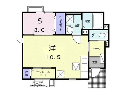 サニーコート聖VIII(ワンルーム/1階)の間取り写真