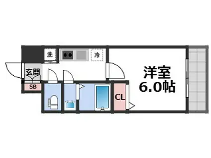 ワールドアイ大阪城イーストIII(1K/2階)の間取り写真