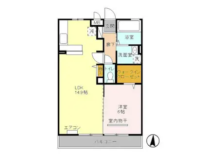 グランシャリオD(1LDK/3階)の間取り写真