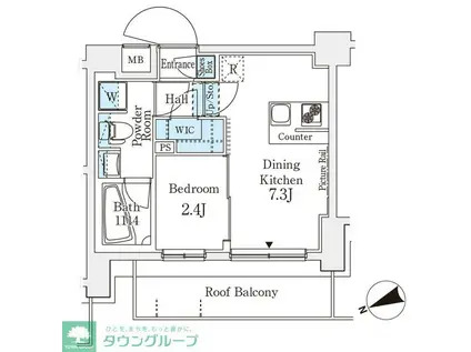アジールコート山手動坂(1DK/7階)の間取り写真