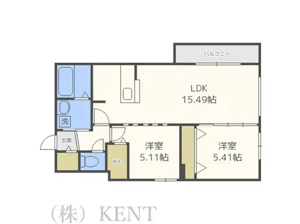 GRAND CALME琴似(2LDK/4階)の間取り写真