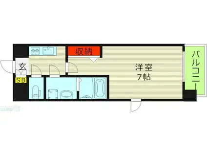 ファーストレジデンス玉造(1K/6階)の間取り写真