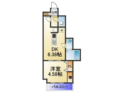 アヴェーレ京阪本通(1DK/3階)の間取り写真