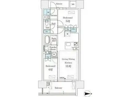 GRANPASEO丸の内(2LDK/6階)の間取り写真