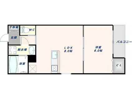 フェリーチェ下小阪(1LDK/1階)の間取り写真