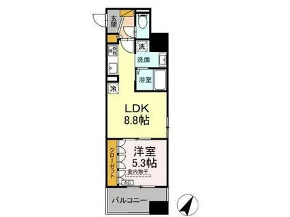 D-ROOM千葉中央(1LDK/1階)の間取り写真