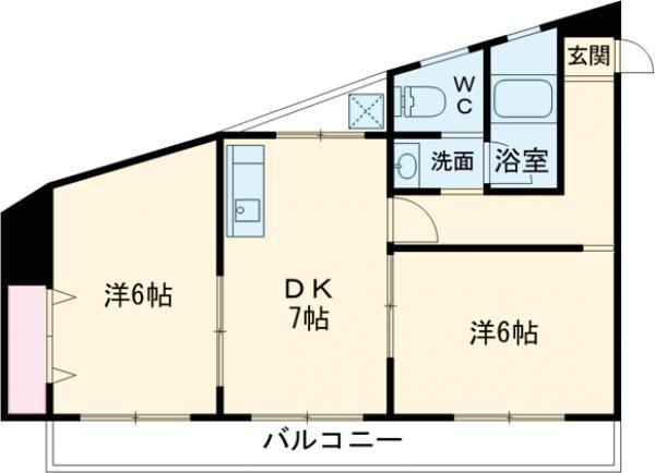 サンハイツ上村(2DK/2階)の間取り写真