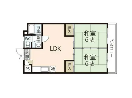 東雲翠苑(2DK/2階)の間取り写真