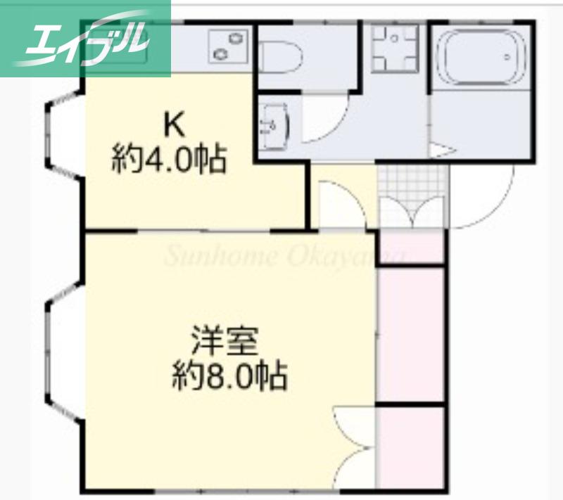 サングレースII(1K/1階)の間取り写真