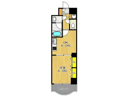 ノルデンタワー天神橋(1DK/15階)の間取り写真