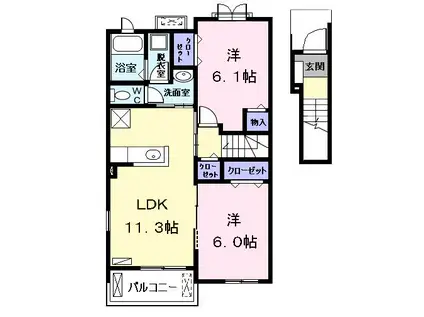 サニーフォルテ B(2LDK/2階)の間取り写真