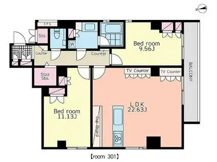 プラチネサンク(2LDK/3階)の間取り写真