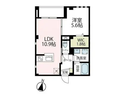 イルデュノール(1LDK/4階)の間取り写真