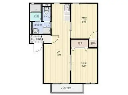 ロジュマンA棟(2LDK/1階)の間取り写真