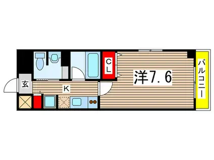 ウィルテラス千葉中央(1K/9階)の間取り写真