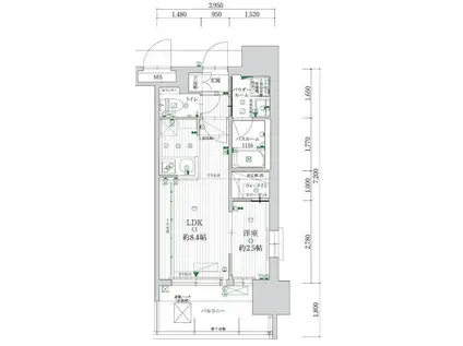 グランフォーレプライム大濠南(1LDK/7階)の間取り写真