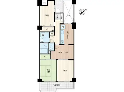 光建ハイムブリリアンス野毛山公園(3LDK/2階)の間取り写真