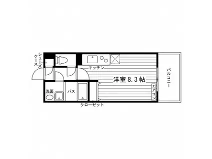 UNI ETERNA盛岡中央通(1DK/9階)の間取り写真