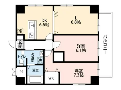 幟町シールド(3DK/9階)の間取り写真