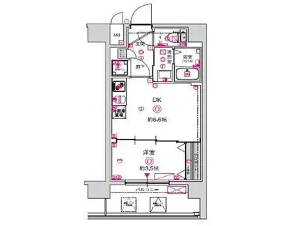 CREST TAPP 天王寺イースト(1DK/6階)の間取り写真