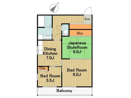 シャトーライフ相模原1(3DK/6階)の間取り写真