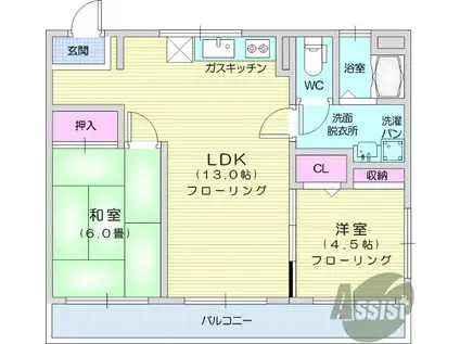 コーポ馬渕(2LDK/3階)の間取り写真
