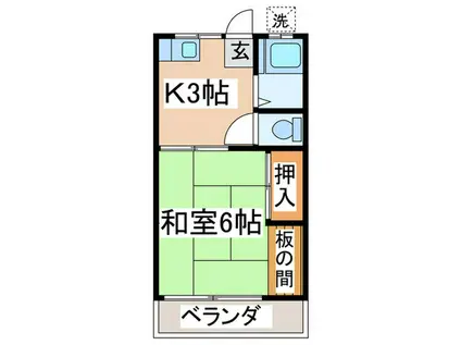 第3すみれ荘(1K/2階)の間取り写真