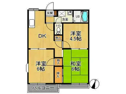 ヴェルメゾン狭山台(3DK/2階)の間取り写真