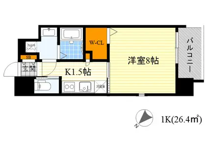 FOREST GRACE 城東京橋Ⅰ(1K/8階)の間取り写真