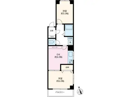 トーシンハイツ駒込(2DK/4階)の間取り写真