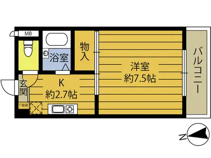 ヴィラ・アンソレイエ城原A(1K/5階)の間取り写真
