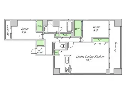 SERENA VILLA(2LDK/8階)の間取り写真