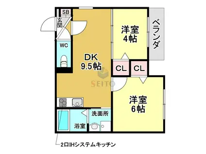 ESTRELLA(2DK/4階)の間取り写真