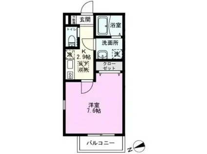 ヒューマンパレス東松戸(1K/1階)の間取り写真