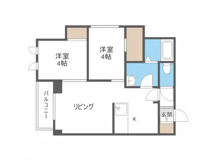 大通シャトー桂和西16(2LDK/4階)の間取り写真