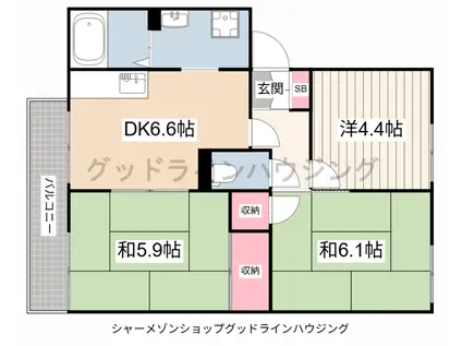 サンシティーハイツB棟(3DK/2階)の間取り写真