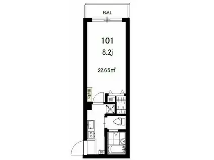 FOSSETTE白楽(1K/1階)の間取り写真