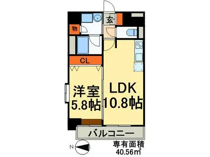 ＪＲ武蔵野線 吉川美南駅 徒歩6分 4階建 築12年(1LDK/1階)の間取り写真