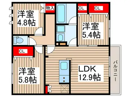 ふじみ野東MAISON(3LDK/2階)の間取り写真