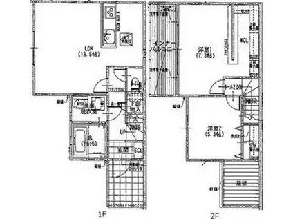 LIFE竜北(2LDK/1階)の間取り写真