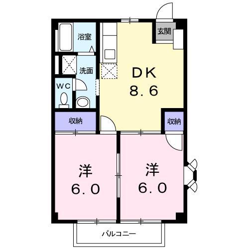 ニューシティーコロンビア(2DK/2階)の間取り写真