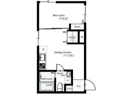 シルバーライズ亀戸(1DK/1階)の間取り写真